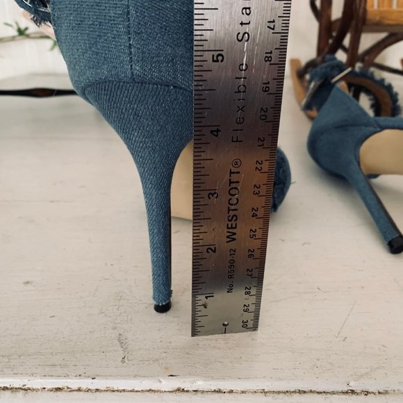 Bai Beiai Denim Stiletto Sandals with Ankle Strap Size 40 - Picture 14 of 16